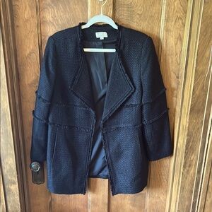 LOFT Black Blazer with Notched Lapels and 3/4 Sleeves